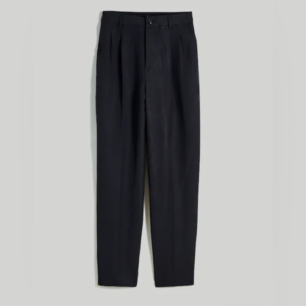 Madewell  The Tall Tailored Tapered Pant in Linen-Blend Black Pants Women’s 10T
